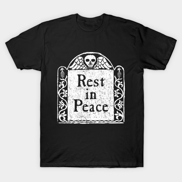Rest In Peace Gravestone Rubbing for Dark Backgrounds T-Shirt by MatchbookGraphics